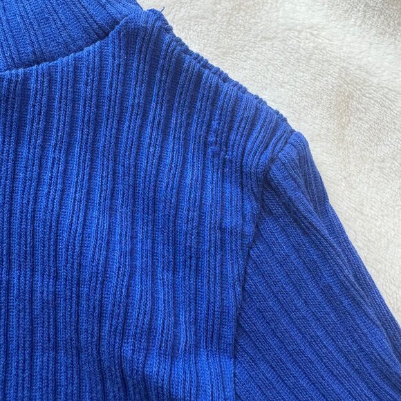 Ribbed Royal Blue Long Sleeve Turtleneck Sweater  One Size - Picture 12 of 13